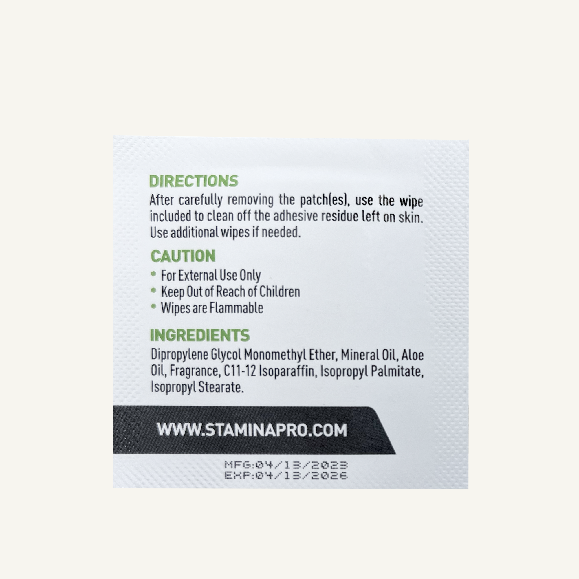 Staminapro Removal adhesive wipes image 2