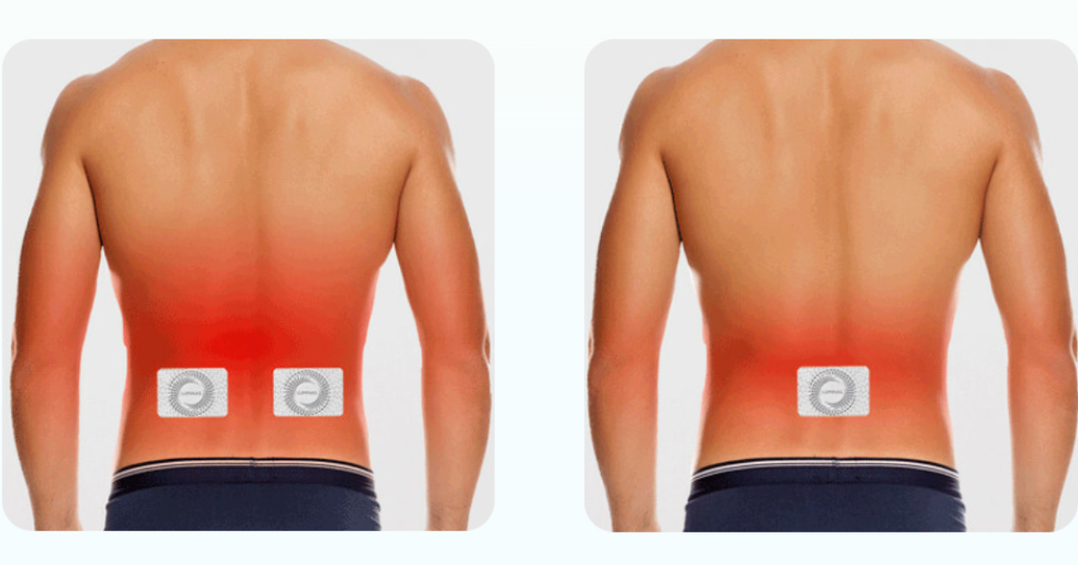 LUMINAS Back Pain Patch placement for lower back pain.