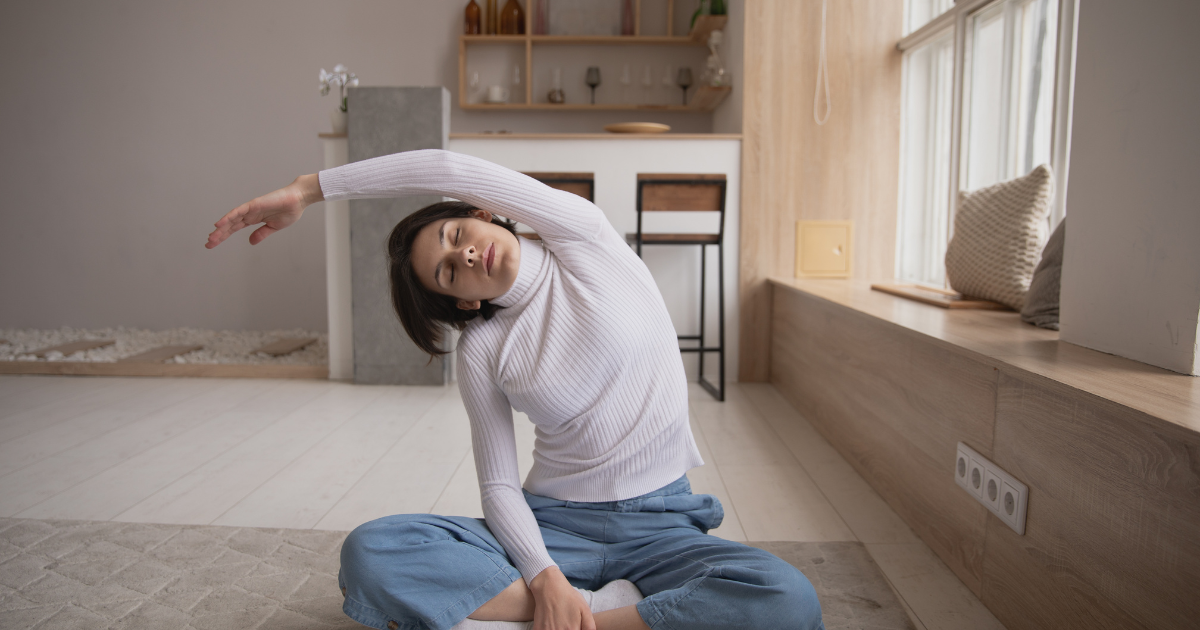 Woman stretching.